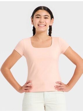art class Peach Short-Sleeve Square-Neck Tee